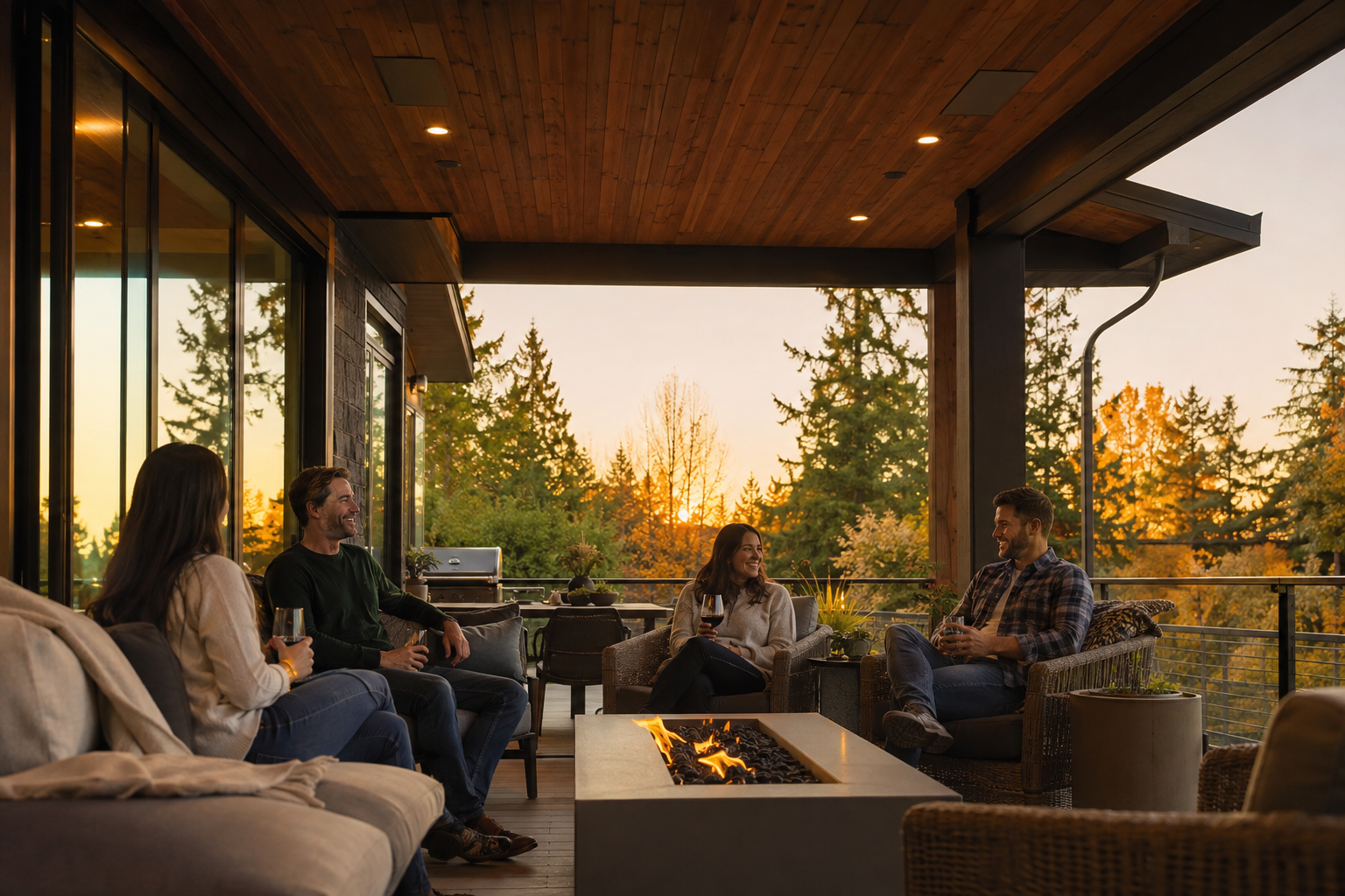Deck with in-ceiling audio