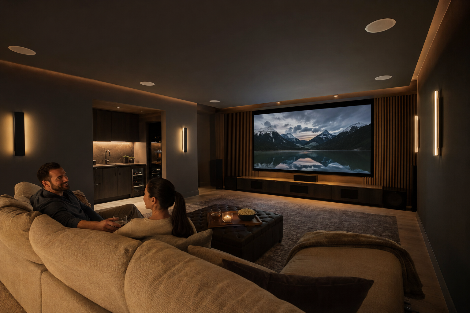 Basement Theatre with in-ceiling audio